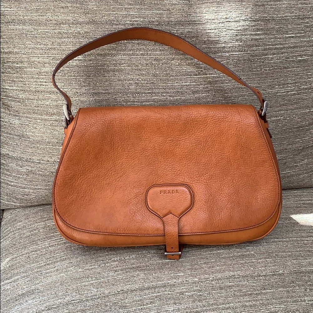☄️💥Sale💥PRADA Vachetta Natural Leather Saddlebag